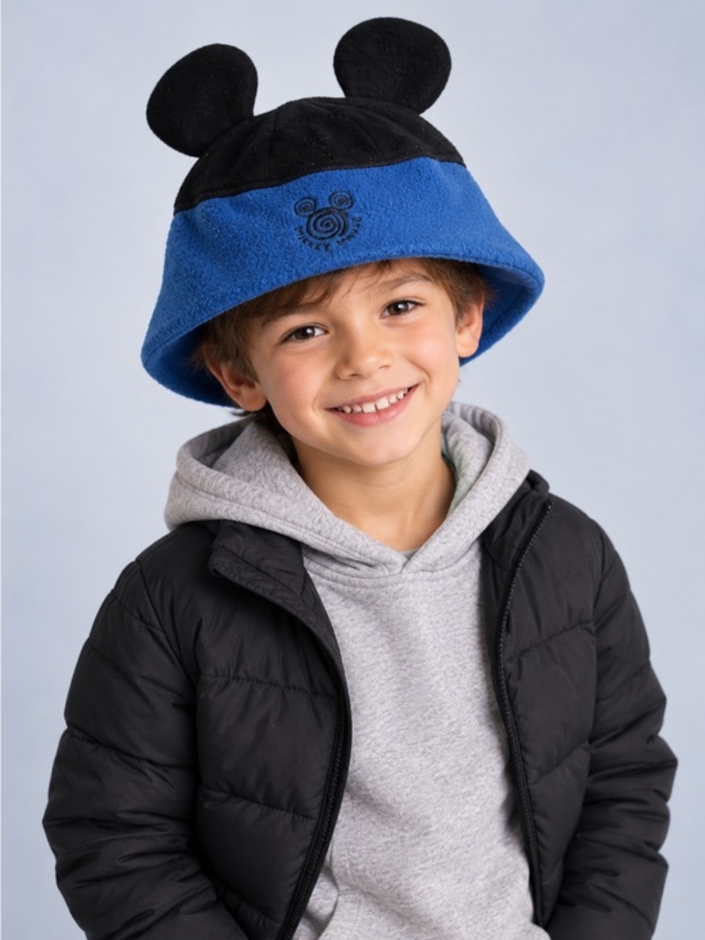 Vintage Y2K Disney Mickey Mouse Boys Fleece Ear Hat Blue Black